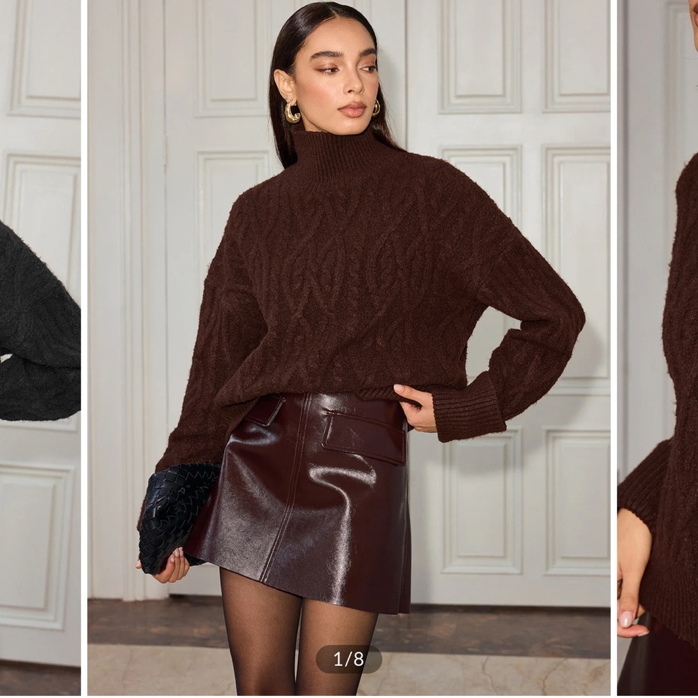Commense Dark Brown Turtleneck Sweater